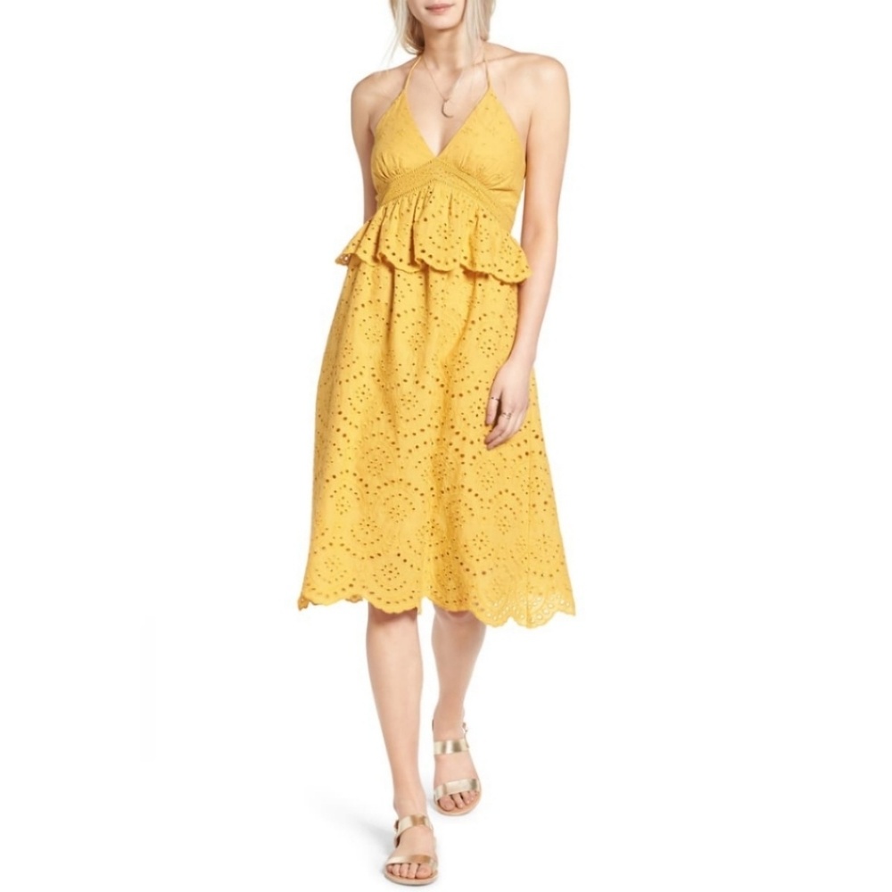 NWT Moon River Yellow Eyelet Dress